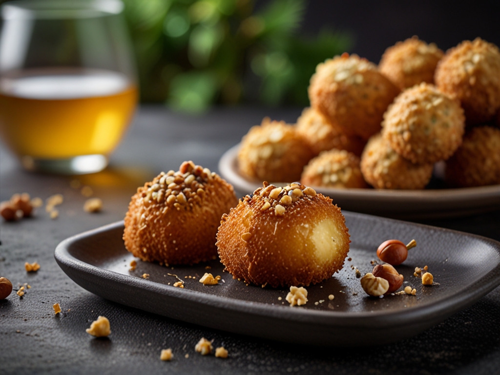Image de Croquettes de fromage en  croûte de noisettes et miel  forestier