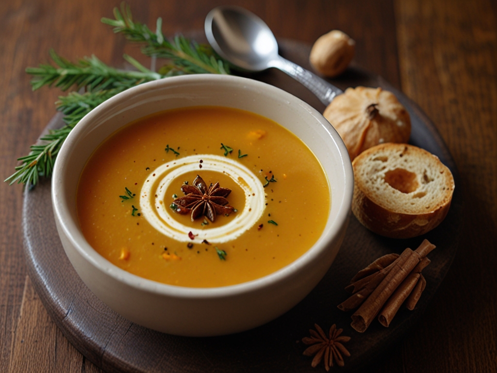 Image de Potage de courge et crème au  sapin baumier