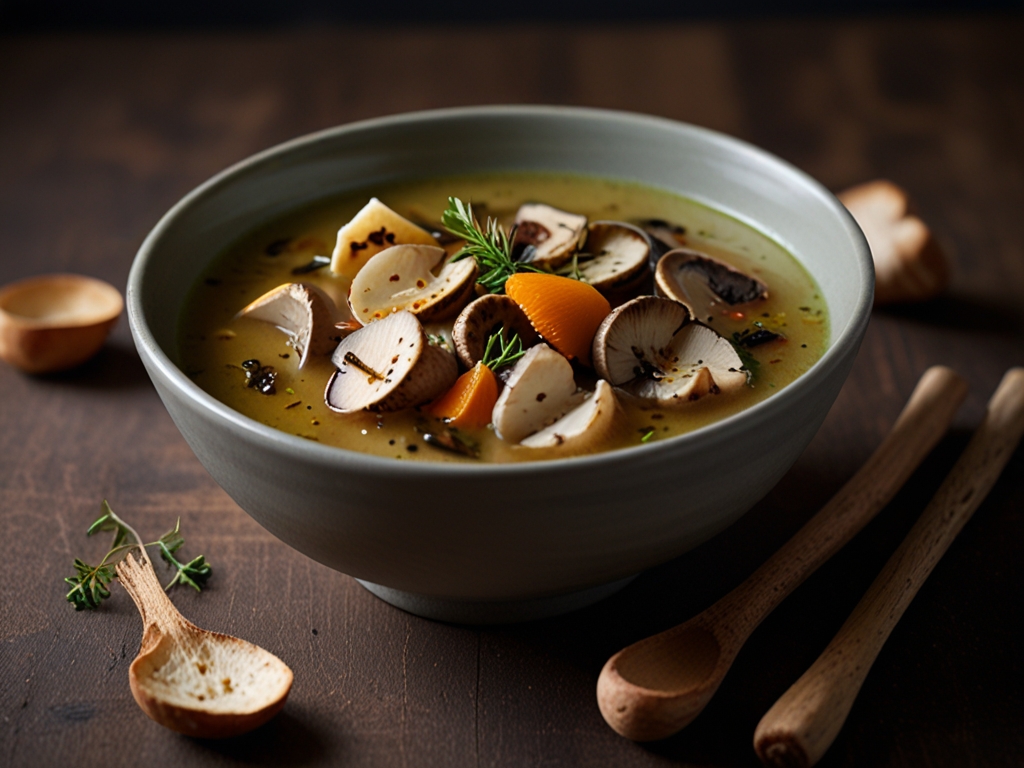 Image de Soupe aux champignons  sauvages et herbes nordiques